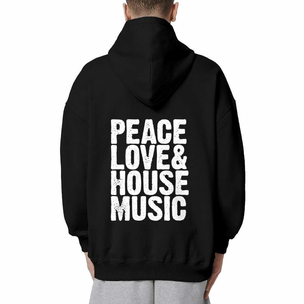 Image front Sweat oversize "peace love & house music"