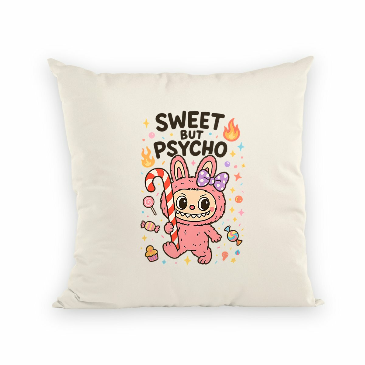 Image back Coussin Labubu psycho