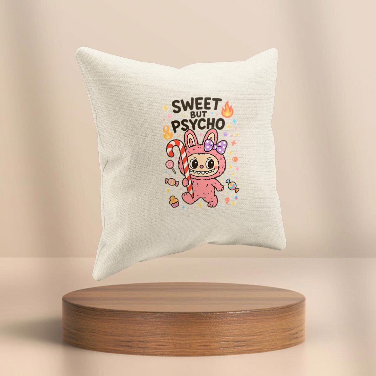 Image front Coussin Labubu psycho