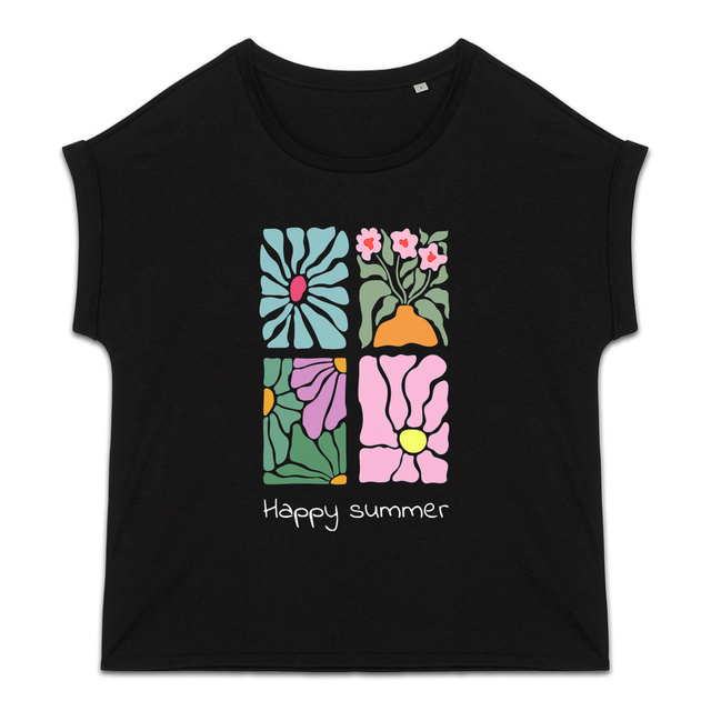 Image back T-shirt femme coton bio "happy summer" 🌺🌞