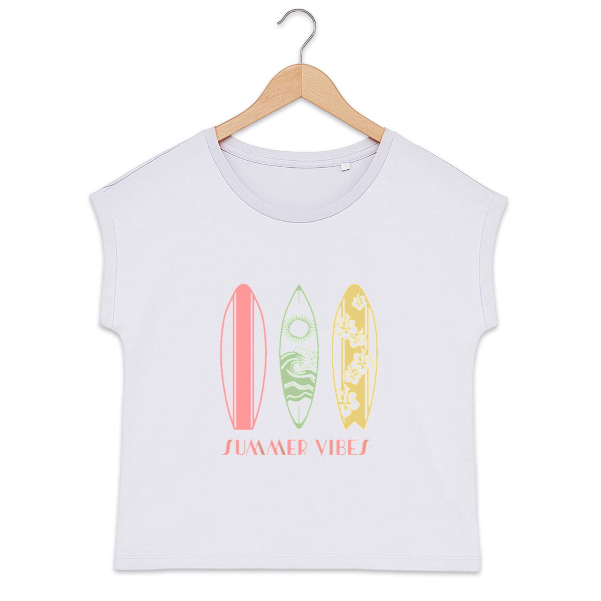 Image back T-shirt loose "Summer Vibes" 🏄‍♀️☀️ – Édition Surf & Chill