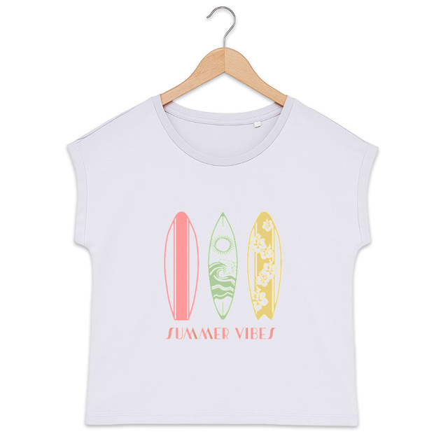 Image back T-shirt loose "Summer Vibes" 🏄‍♀️☀️ – Édition Surf & Chill