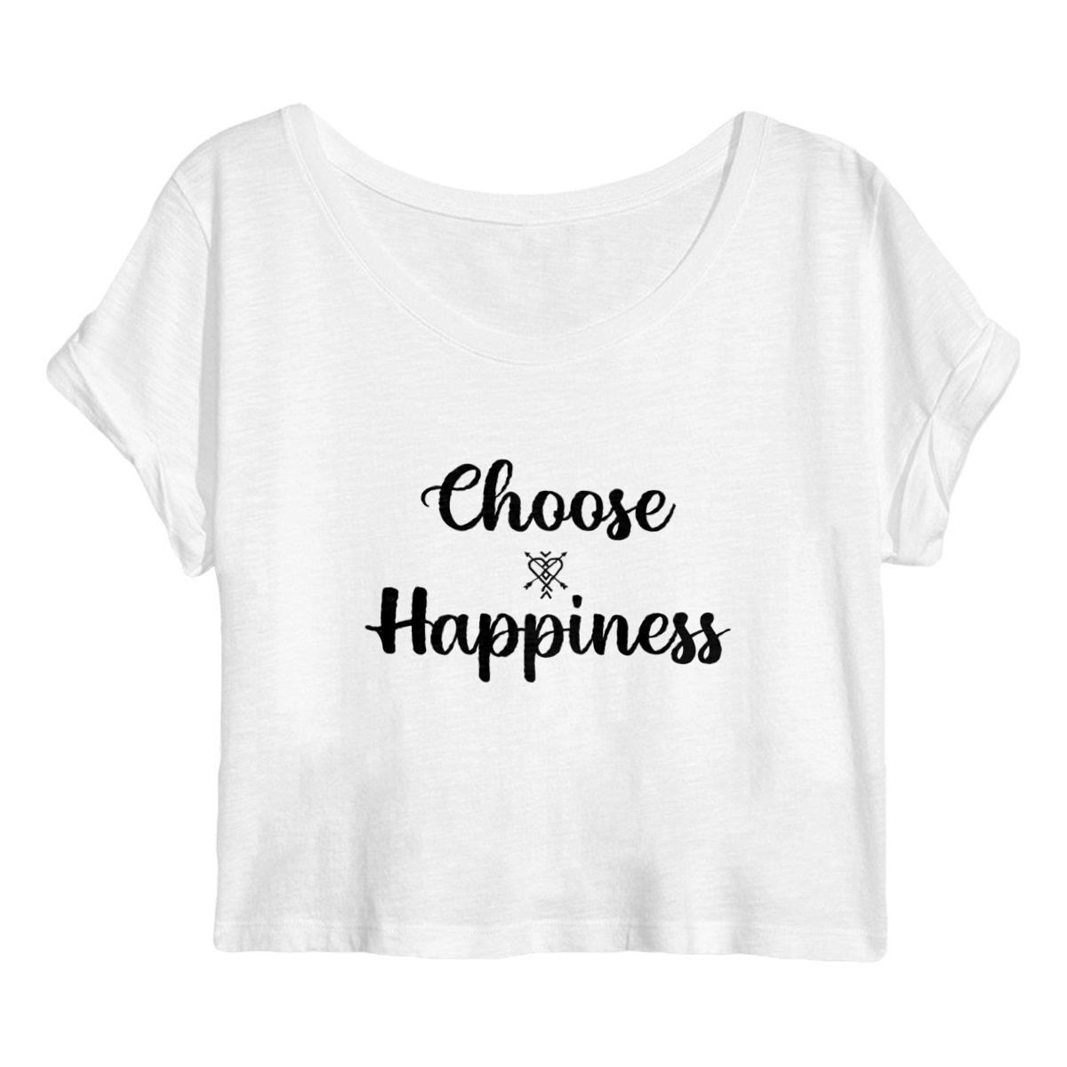 Image back Crop top choose happiness