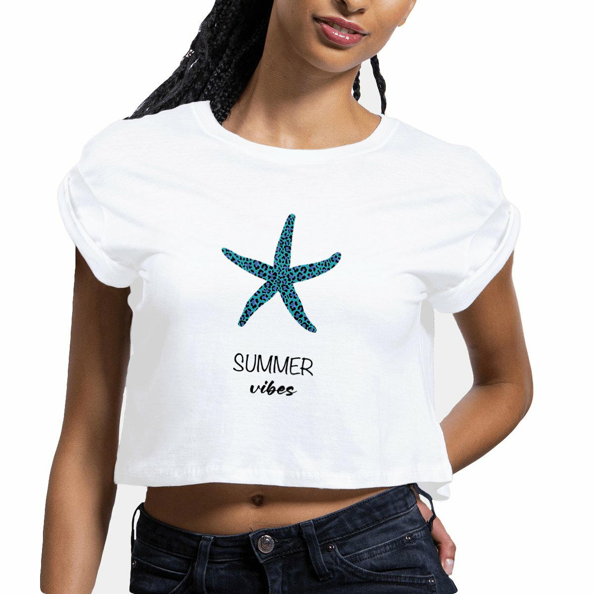 Image front Crop top "Summer vibes"  🐚⭐️