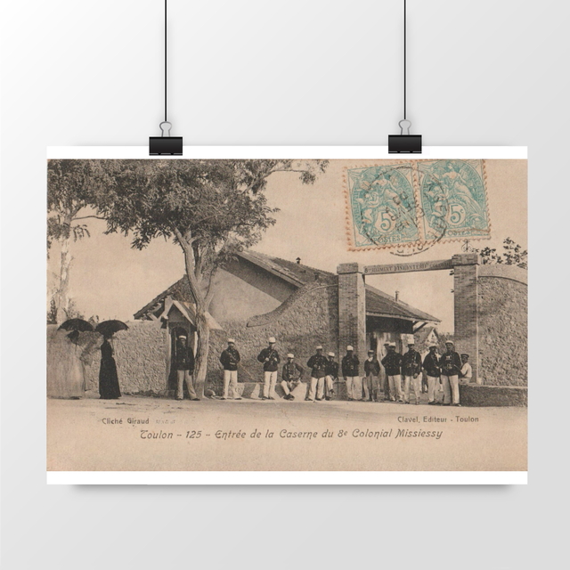 Image front Affiche TOULON - Entrée de la Caserne du 8° Colonial Missiessy - 1905