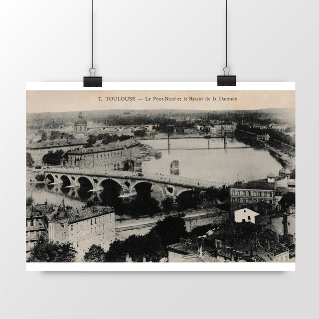 Image front Affiche TOULOUSE - Le Pont Neuf et la Bassin de la Daurade - 1917