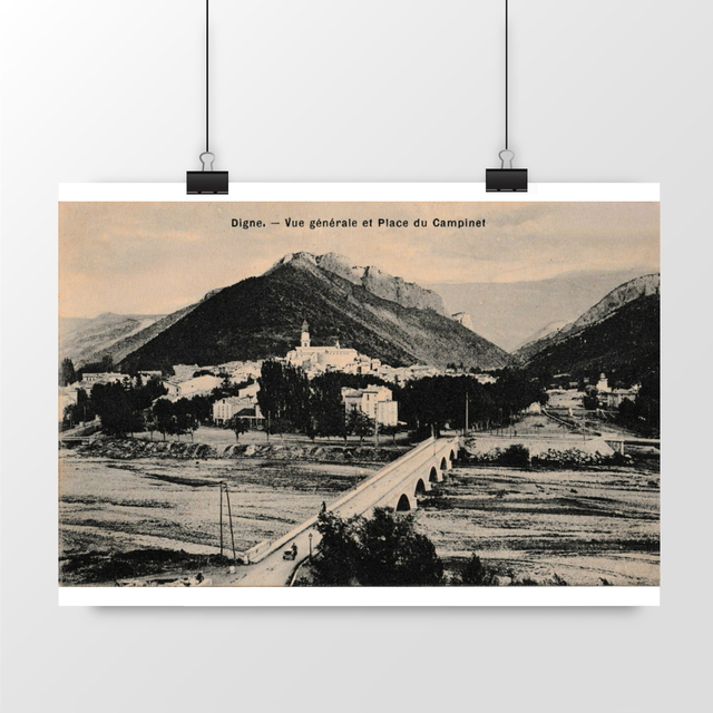 Image front Affiche DIGNE - Vue Générale et Place du Campinet - 1907
