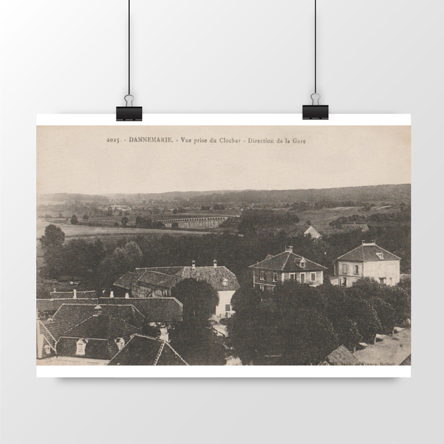 Image front Affiche DANNEMARIE - Vue Prise du Clocher - Direction de la Gare - 1918