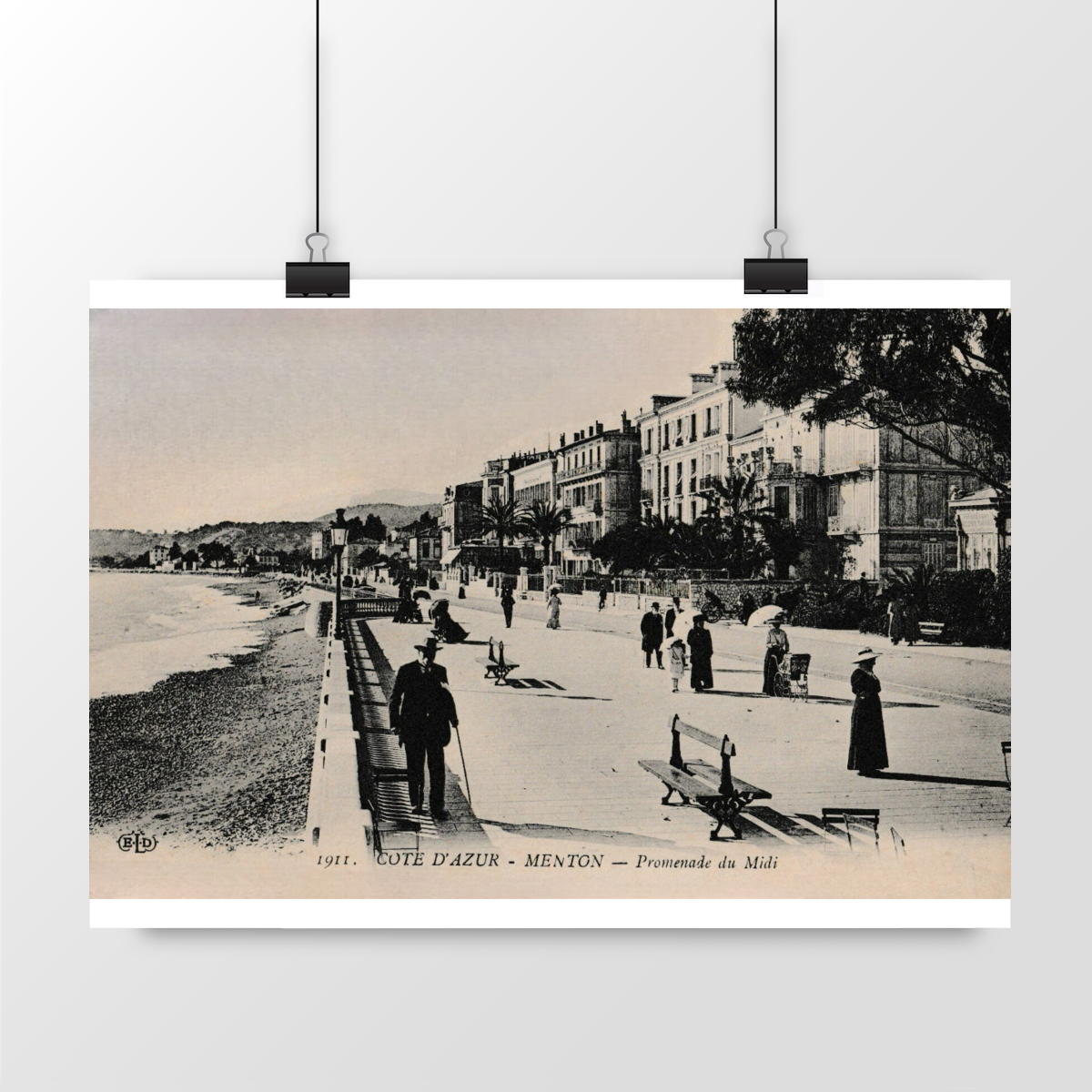 Image back Affiche MENTON - Promenade du Midi - 1915