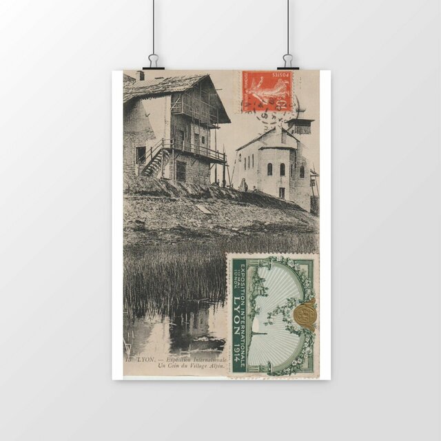 Image front Affiche LYON - Exposition de 1914 - Un Coin du Village Alpin - 1914