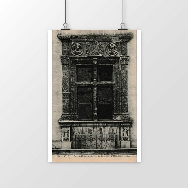 Image front Affiche PAU - Le Château - Fenêtre de la Cour d'Honneur - 1914