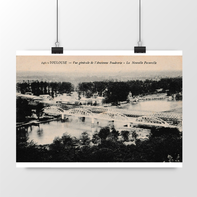 Image front Affiche TOULOUSE - Vue générale de l'Ancienne Poudrerie - La Nouvelle Passerelle - 1916