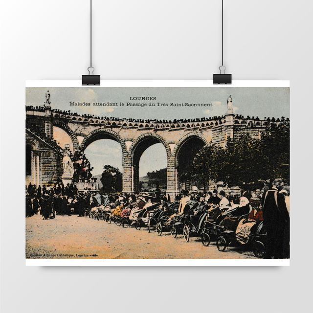 Image front Affiche LOURDES - Malades attendant le passage du Très Saint Sacrement - 1914