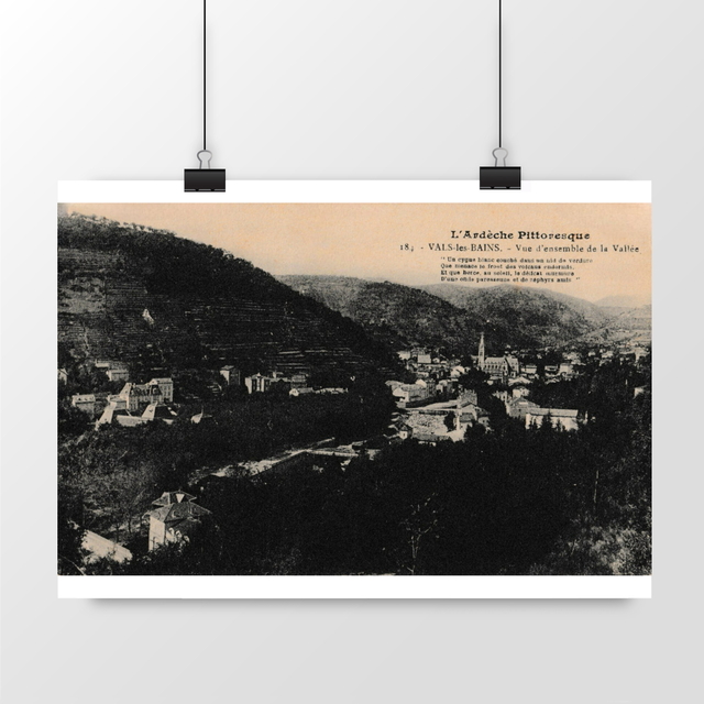 Image front Affiche VALS-LES-BAINS - Vue d'ensemble de la Vallée - 1914