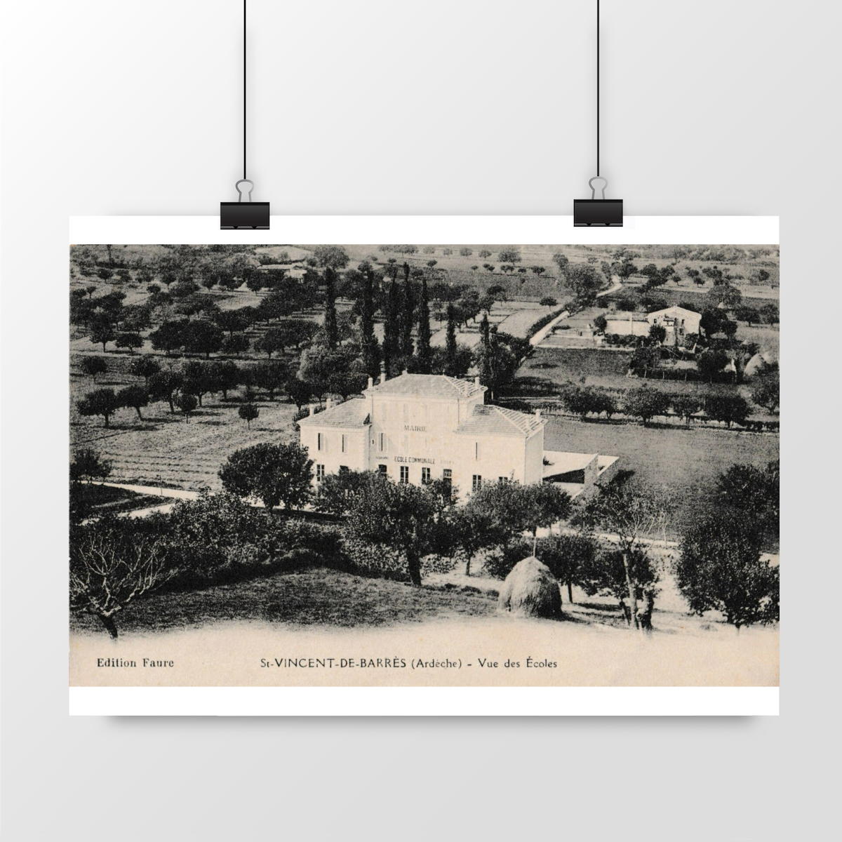 Image front Affiche ST VINCENT DE BARRES - Vue des Ecoles - 1914