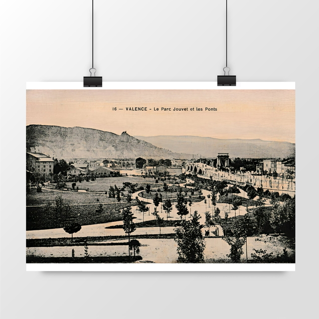 Image front Affiche VALENCE - Le Parc Jouvet et les Ponts - 1907