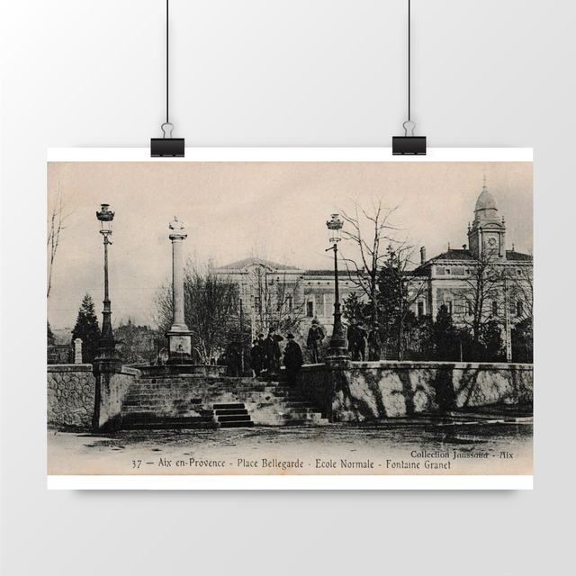 Image front Affiche AIX-EN-PROVENCE - Place Bellegarde - Ecole Normale Fontaine Granet - 1907