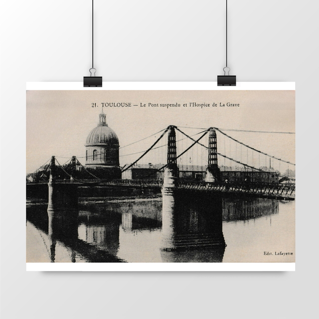Image front Affiche TOULOUSE - Le Ponts Suspendu et l'Hospice de la Grave - 1916