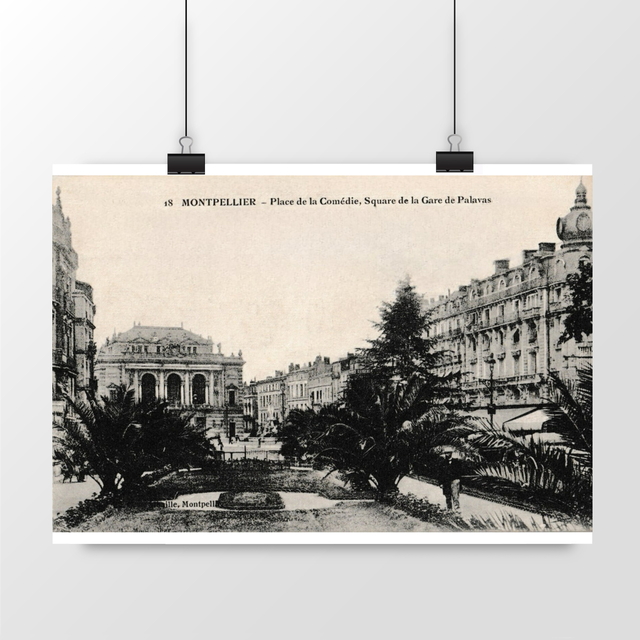 Image front Affiche MONTPELLIER - Place de la Comédie - Square de la Gare de Palavas - 1912
