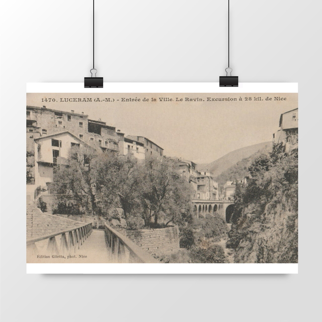 Image front Affiche LUCERAM - Entrée de la Ville - Le Ravin - 1912