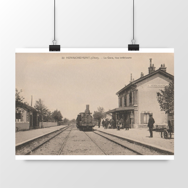 Image front Affiche HENRICHEMONT - La Gare - Vue Intérieure - 1918