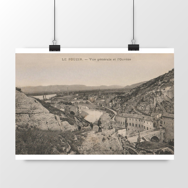 Image front Affiche LE POUZIN - Vue Générale et l'Ouvèze - 1914