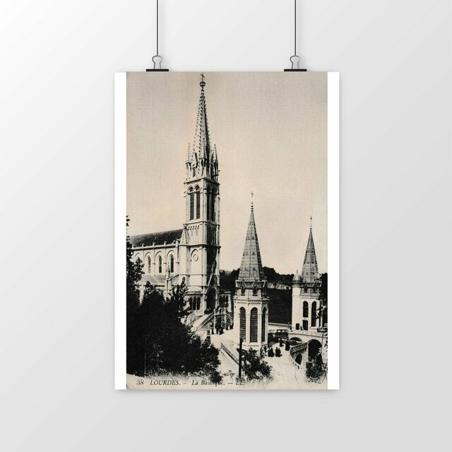 Image front Affiche LOURDES - La Basilique - 1914