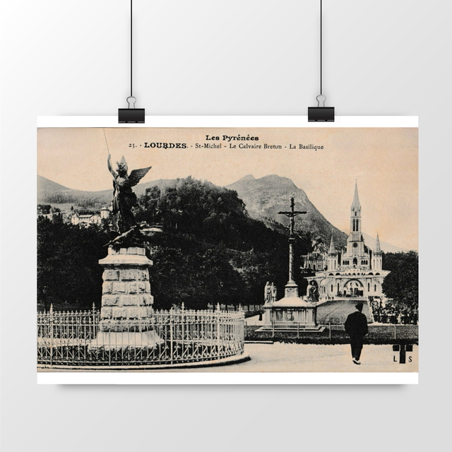 Image front Affiche LOURDES - St Michel - Le Calvaire Breton - La Basilique - 1916