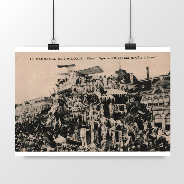 Image front Affiche NICE - Carnaval - Char Sport d'hiver sur la Côte d'Azur - 1914