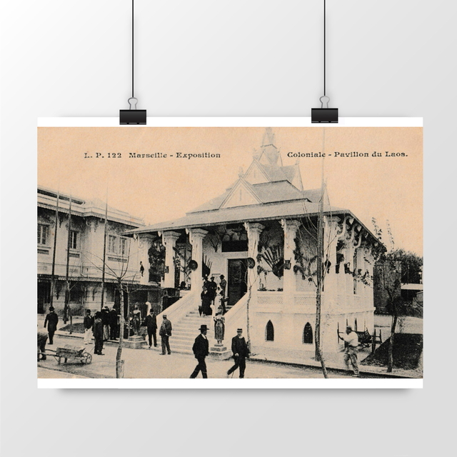 Image front Affiche MARSEILLE - Exposition Coloniale - Pavillon du Laos - 1908