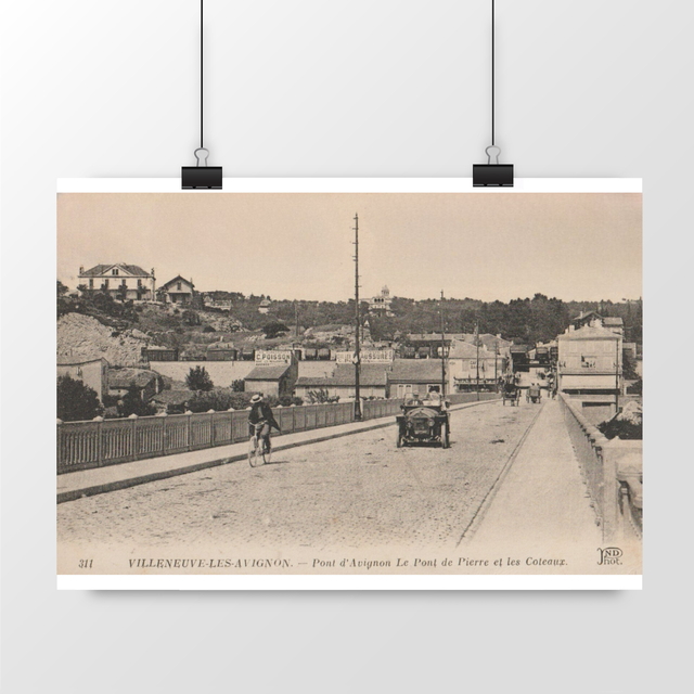 Image front Affiche VILLENEUVE-LES-AVIGNON - Pont d'Avignon Le Pontb de Pierre et les Côteaux - 1916