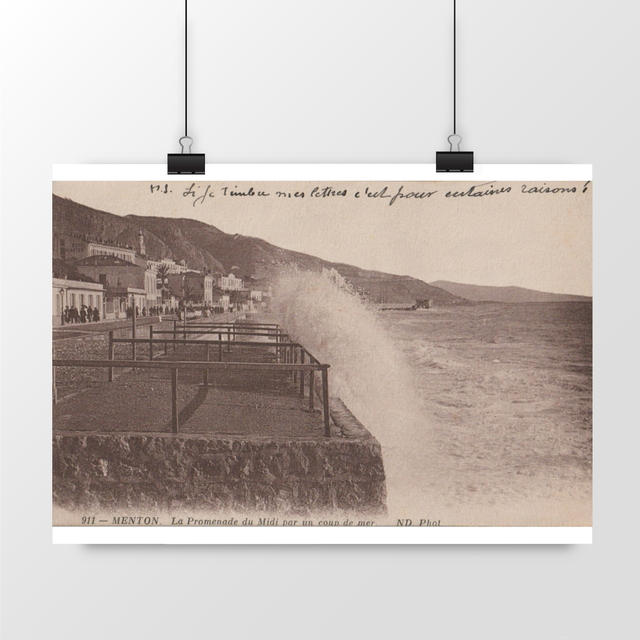 Image front Affiche MENTON - La Promenade du Midi par un coup de mer - 1916