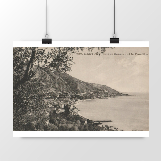 Image front Affiche MENTON - Baie de Garavan et la Frontière - 1915