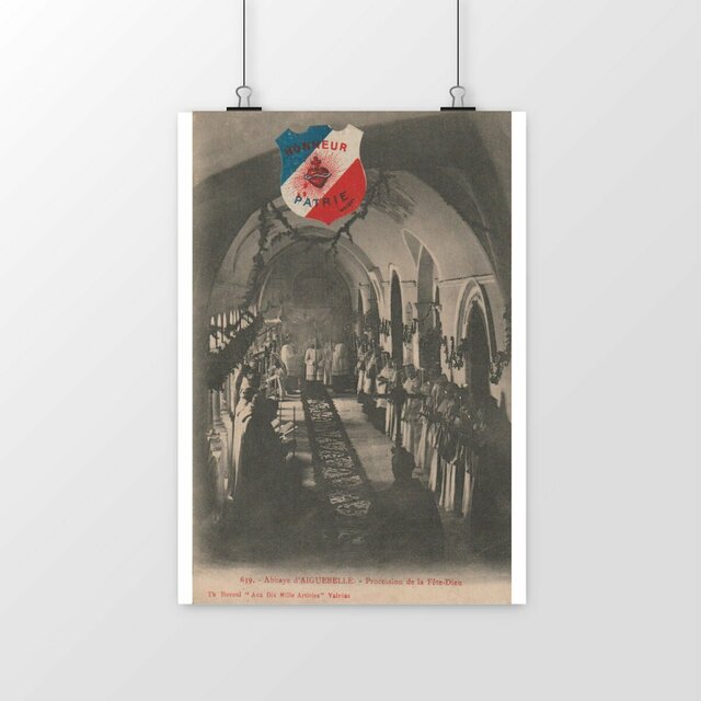 Image front Affiche MONTJOYER - Abbaye d'Aiguebelle - Procession de la Fête-Dieu - 1915