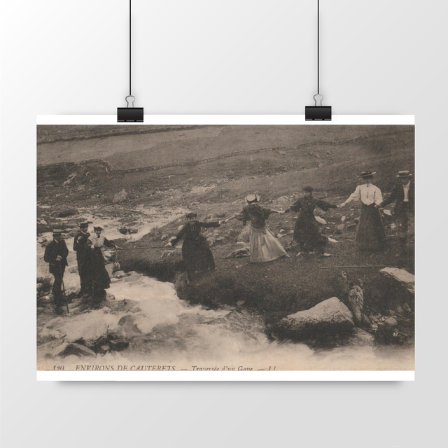 Image front Affiche CAUTERETS - Traversée d'une Gave - 1916