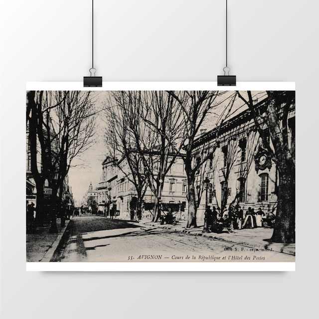 Image front Affiche AVIGNON - Cours de la République et l'Hôtel des Postes - 1916