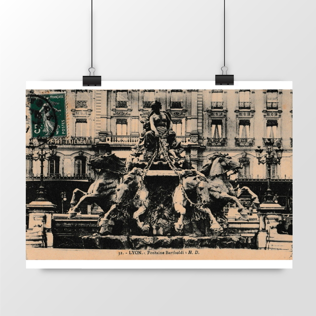 Image front Affiche LYON - Fontaine Bartholdi - 1911