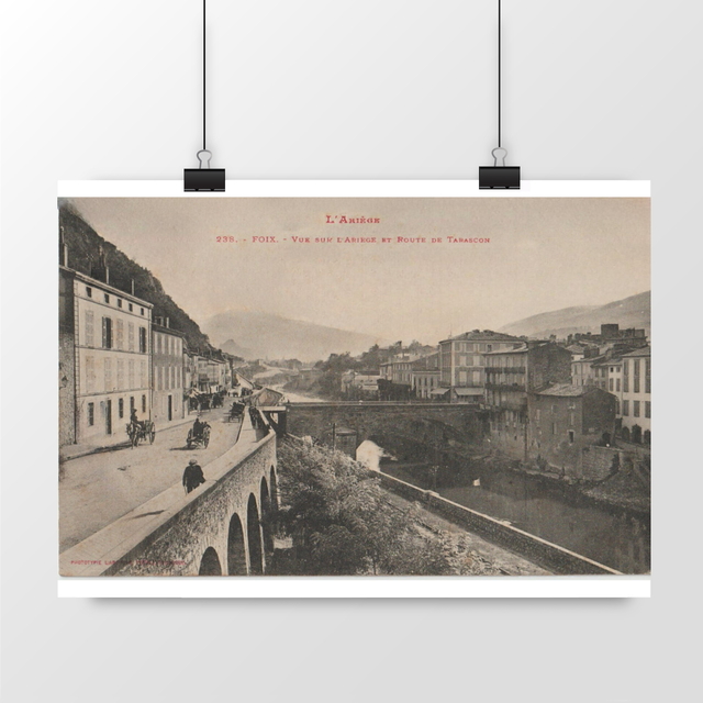 Image front Affiche FOIX - Vue sur l'Ariège et Route de Tarascon