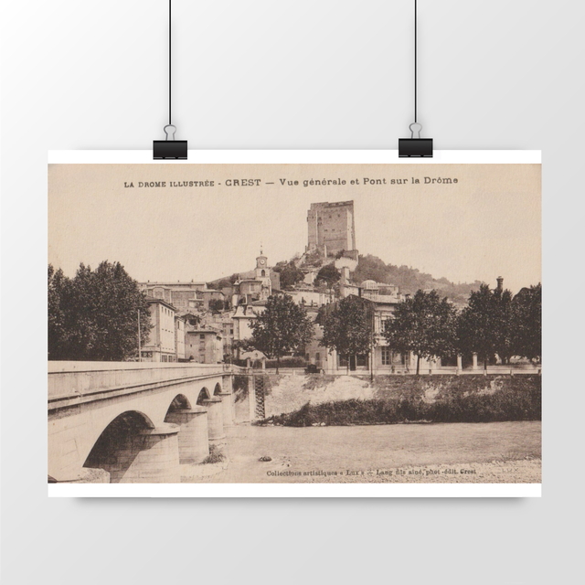 Image front Affiche CREST - Vue Générale et Pont sur la Drôme