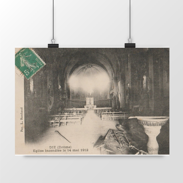 Image front Affiche DIE - Eglise incendiée le 14 Mai 1912 - 1918