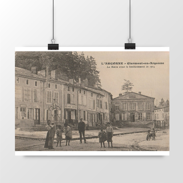 Image front Affiche CLERMONT-EN-ARGONNE - La Mairie avant le Bombardement de 1914 - 1915