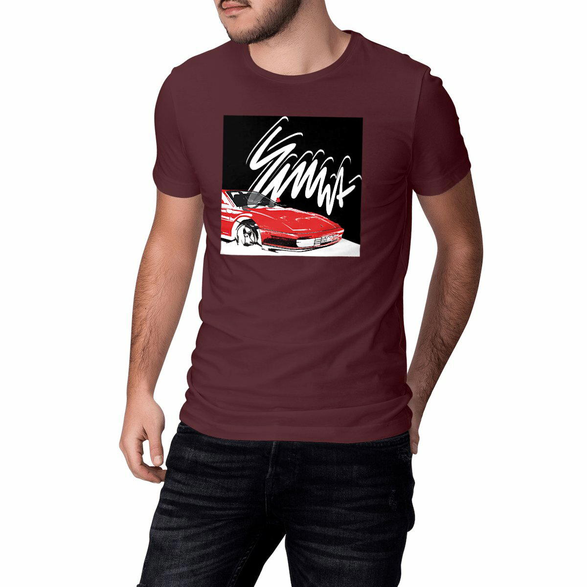 Red Sport Car Black | T-shirt | EMNA
