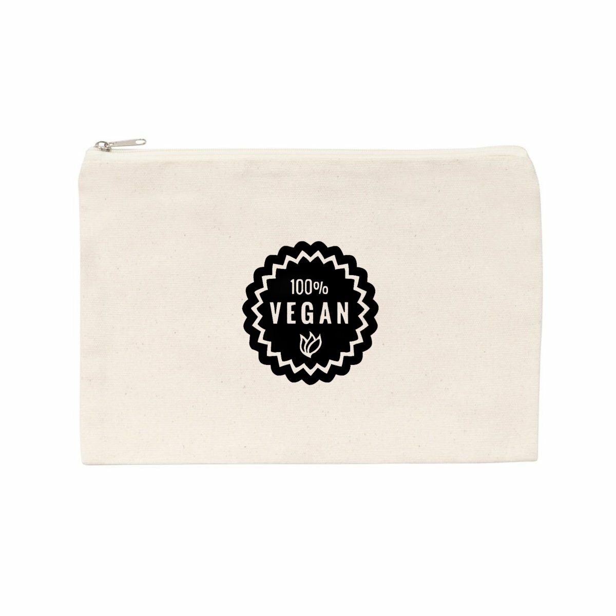 Image front Pochette / Trousse - Motif 100% vegan (badge)