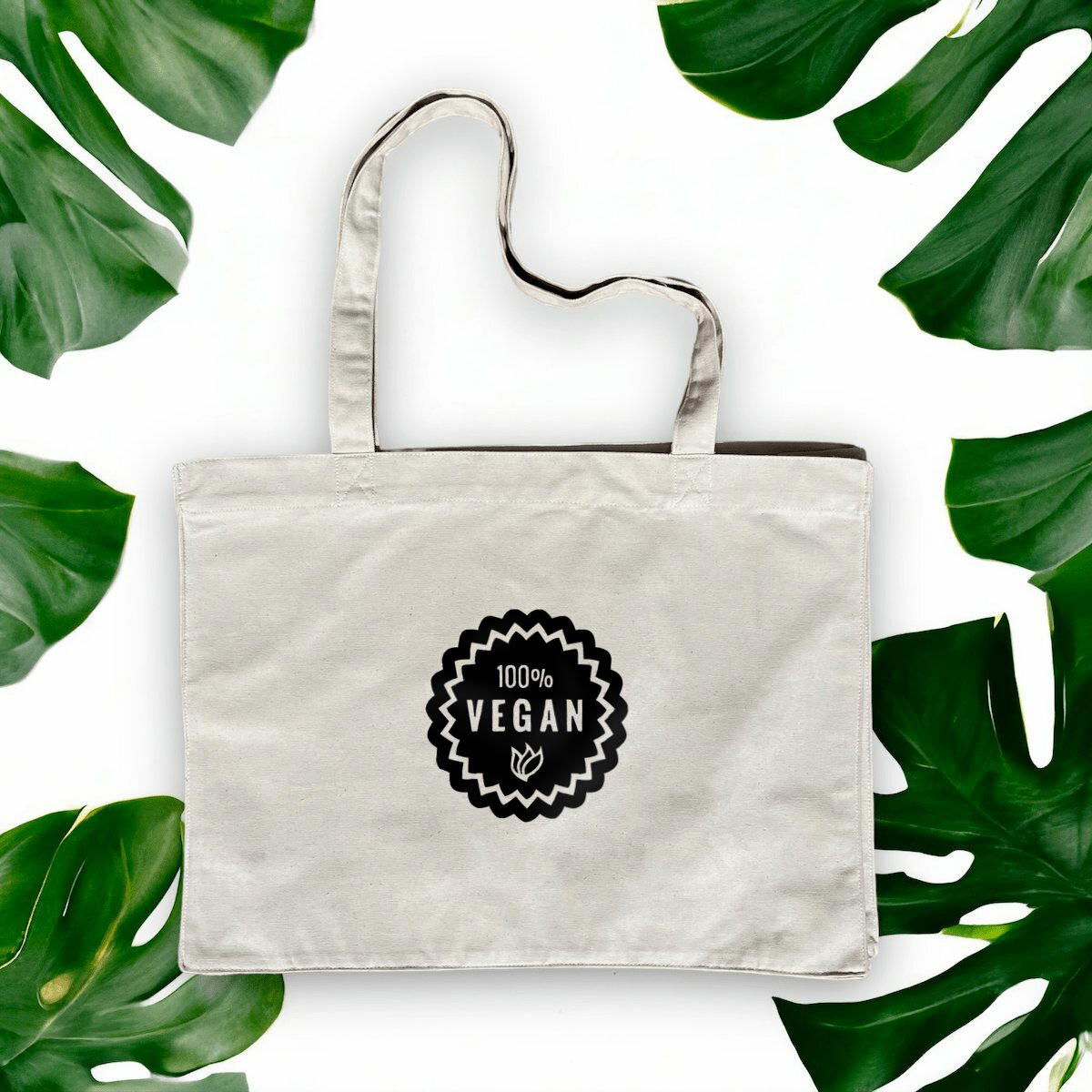 Image front Sac de courses - Motif 100% vegan (badge)