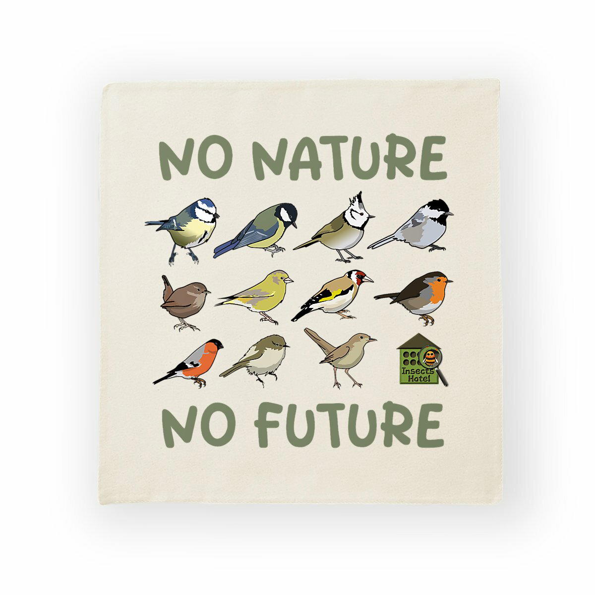 Image back Housse de coussin 100% coton (40 X 40 cm) - "No nature, no future"
