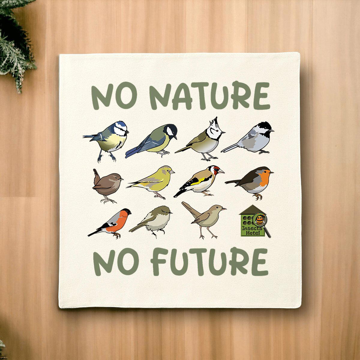 Image front Housse de coussin 100% coton (40 X 40 cm) - "No nature, no future"