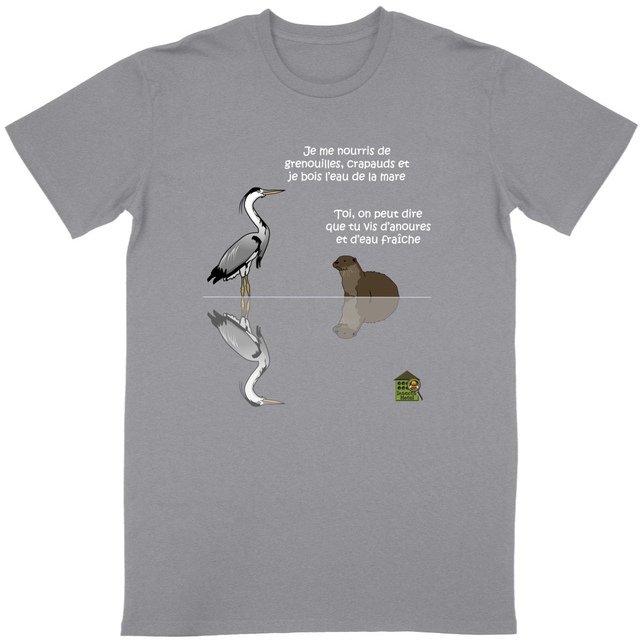 Image back T-shirt - Homme ou femme - "La loutre et le héron"