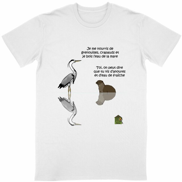 Image back T-shirt - femme ou homme - "La loutre et le héron"