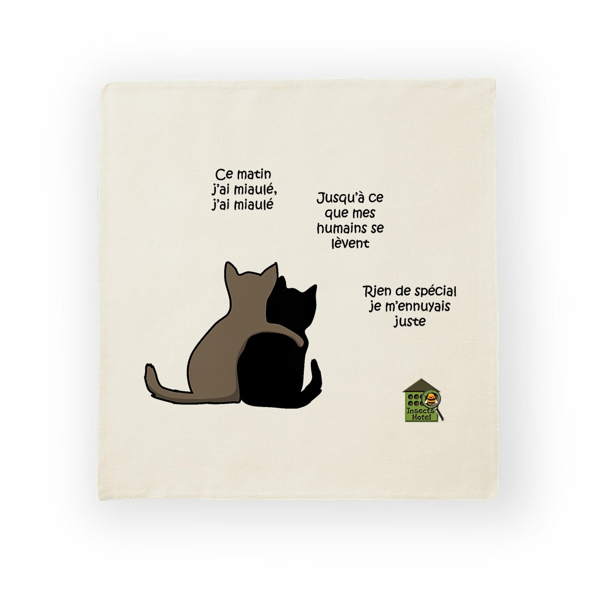 Image back Housse de coussin 100% coton (40 X 40 cm) - "Black cat spirit"