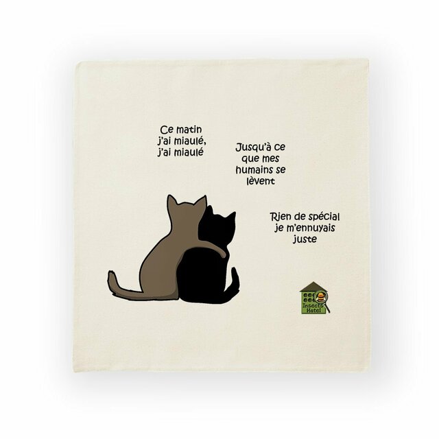 Image back Housse de coussin 100% coton (40 X 40 cm) - "Black cat spirit"